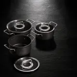 Кастрюля низкая Fissler Adamant 24 см, 3,1 л, со стеклянной крышкой, антипригарная, индукция, чёрная — фото 3