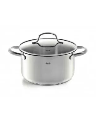 Кастрюля высокая Fissler San Francisco 20 см, 3,3 л, нержавеющая сталь 18/10, стеклянная крышка, индукция, серебристая