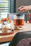 Заварочный чайник с подогревателем GEFU T-PREP 1500 мл, поршень Brew-Stop, прозрачный, серебристый, чёрный — фото 4