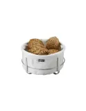 Корзинка для хлеба GEFU BRUNCH, полированная сталь и хлопковый мешок, диаметр 22 см, белая — фото 1