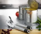 Открывалка для консервных банок GEFU PRIMELINE с открывалкой для бутылок, нержавеющая сталь, серебристо-чёрная — фото 2
