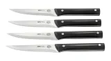 Ножи для стейков GEFU BBQ, набор 4 шт, 23 см, зубчатые лезвия, чёрные с серебристым — фото 1