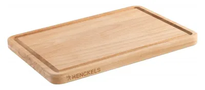 Деревянная разделочная доска Henckels 32 x 22 x 2 см, каучуковое дерево FSC, с жёлобом для сока