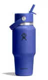 Термобутылка с трубочкой Hydro Flask Wide Flex Straw Cap Travel Bottle 24 oz (0,71 л), сталь 18/8, синяя Capri Blue — фото 1