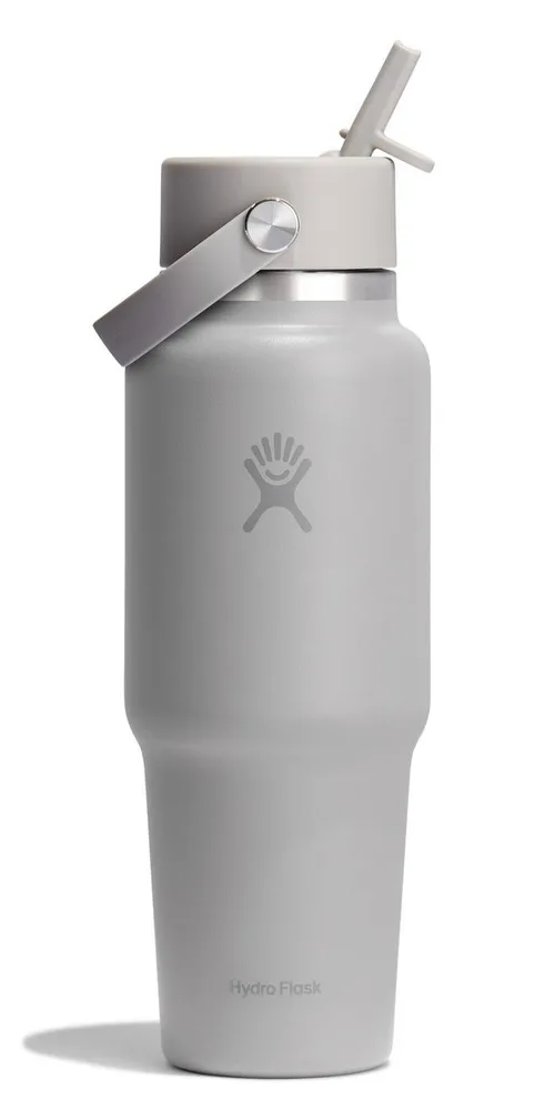 Термобутылка Hydro Flask Travel Bottle 32 oz (0,946 л) с крышкой Wide Flex Straw Cap и трубочкой, серая Birch