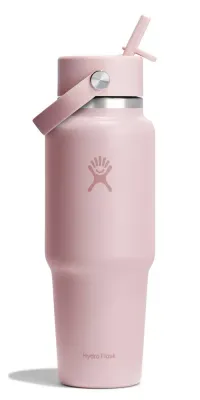 Термобутылка Hydro Flask Travel Bottle 32 oz (0,946 л) с крышкой Wide Flex Straw Cap и трубочкой, пудрово-розовая Trillium