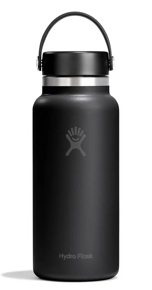 Термобутылка Hydro Flask Wide Mouth Flex Cap 32 oz (0,946 л) из нержавеющей стали 18/8, чёрная Tonal Black