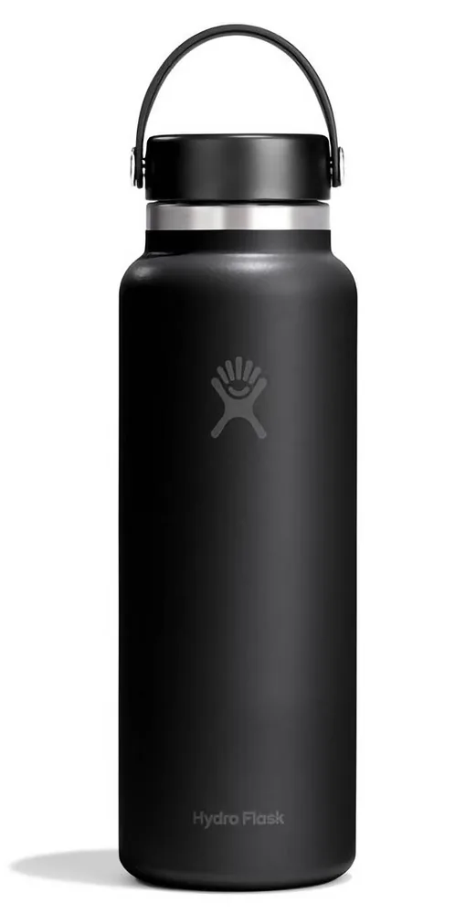 Термобутылка Hydro Flask Wide Mouth Flex Cap 40 oz (1,18 л) из нержавеющей стали 18/8, чёрная Tonal Black