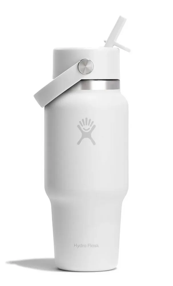Термобутылка с трубочкой Hydro Flask Wide Flex Straw Cap Travel Bottle 24 oz (0,71 л), сталь 18/8, белая