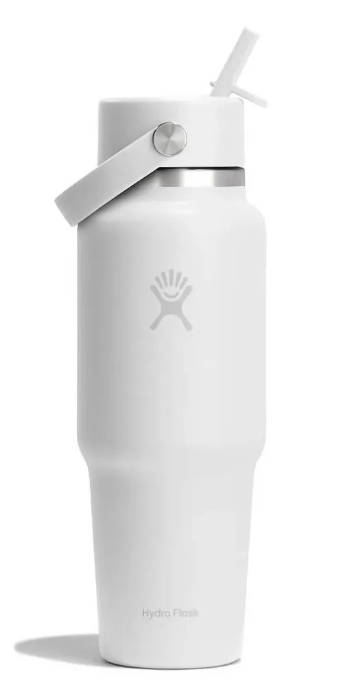 Термобутылка Hydro Flask Travel Bottle 32 oz (0,946 л) с крышкой Wide Flex Straw Cap и трубочкой, белая Tonal White