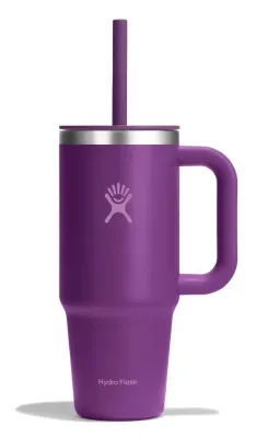 Термокружка Hydro Flask All Around Travel Tumbler 24 oz (0,709 л) с ручкой и трубочкой, фиолетовая Beachplum
