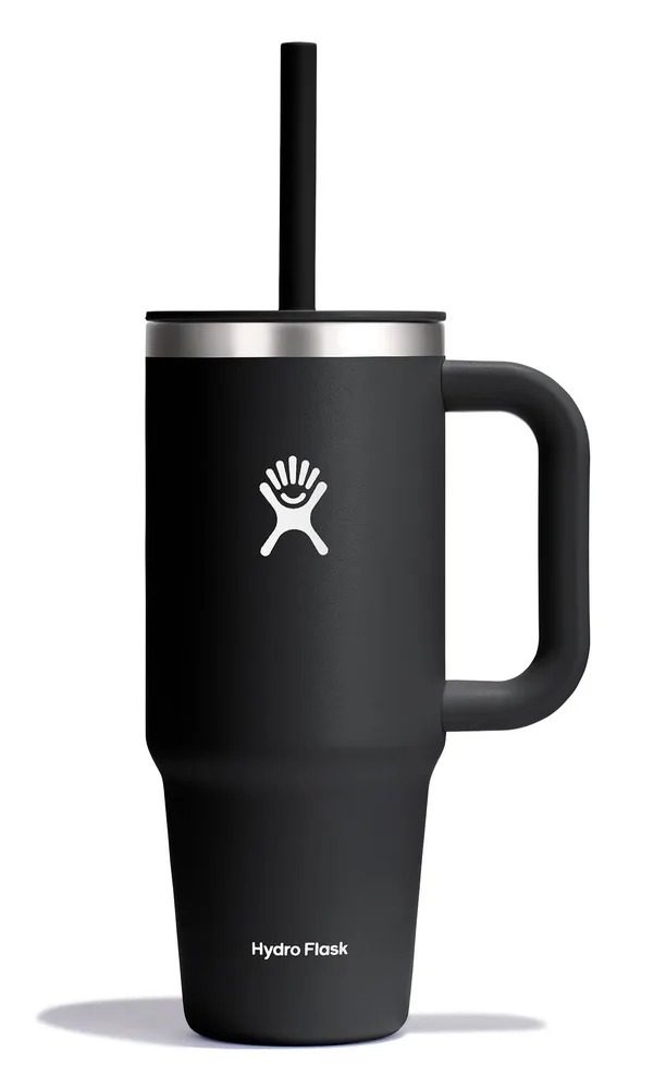 Термокружка Hydro Flask All Around Travel Tumbler 24 oz (0,709 л) с ручкой и трубочкой, черная Black