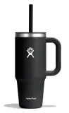 Термокружка Hydro Flask All Around Travel Tumbler 24 oz (0,709 л) с ручкой и трубочкой, черная Black — фото 1