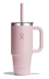 Термокружка с трубочкой и ручкой Hydro Flask All Around Travel Tumbler 24 oz (0,709 л), сталь 18/8, пудрово-розовая Trillium-Clear — фото 1