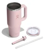 Термокружка с трубочкой и ручкой Hydro Flask All Around Travel Tumbler 24 oz (0,709 л), сталь 18/8, пудрово-розовая Trillium-Clear — фото 3