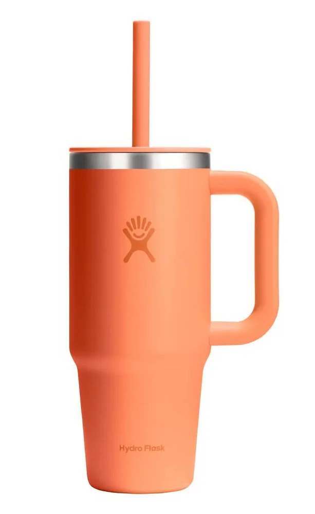 Термокружка Hydro Flask All Around Travel Tumbler 24 oz (0,709 л) с ручкой и трубочкой, оранжевая Nectar