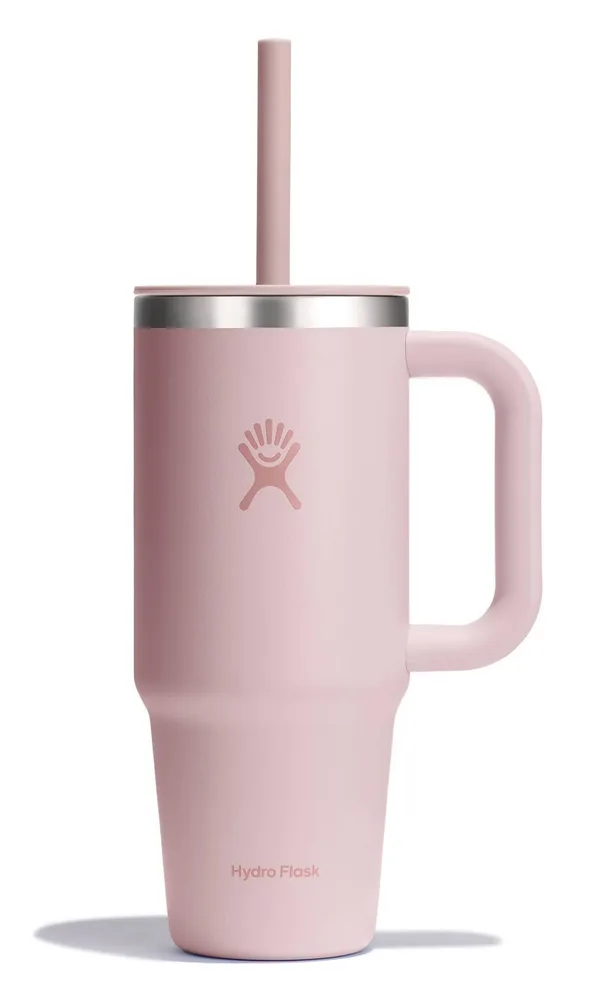 Термокружка Hydro Flask All Around Travel Tumbler 24 oz (0,709 л) с ручкой и трубочкой, пудрово-розовая Trillium