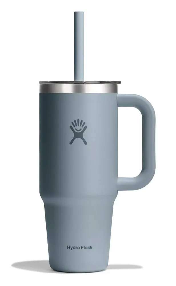 Термокружка с трубочкой и ручкой Hydro Flask All Around Travel Tumbler 24 oz (0,709 л), сталь 18/8, сланцево-серая Shale Gray