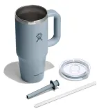 Термокружка с трубочкой и ручкой Hydro Flask All Around Travel Tumbler 24 oz (0,709 л), сталь 18/8, сланцево-серая Shale Gray — фото 3