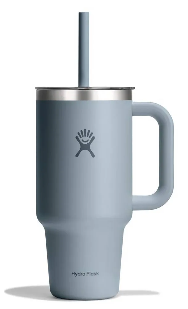Термокружка с трубочкой и ручкой Hydro Flask All Around Travel Tumbler 32 oz (0,946 л), сталь 18/8, сланцево-серая Shale Gray