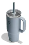 Термокружка с трубочкой и ручкой Hydro Flask All Around Travel Tumbler 32 oz (0,946 л), сталь 18/8, сланцево-серая Shale Gray — фото 2