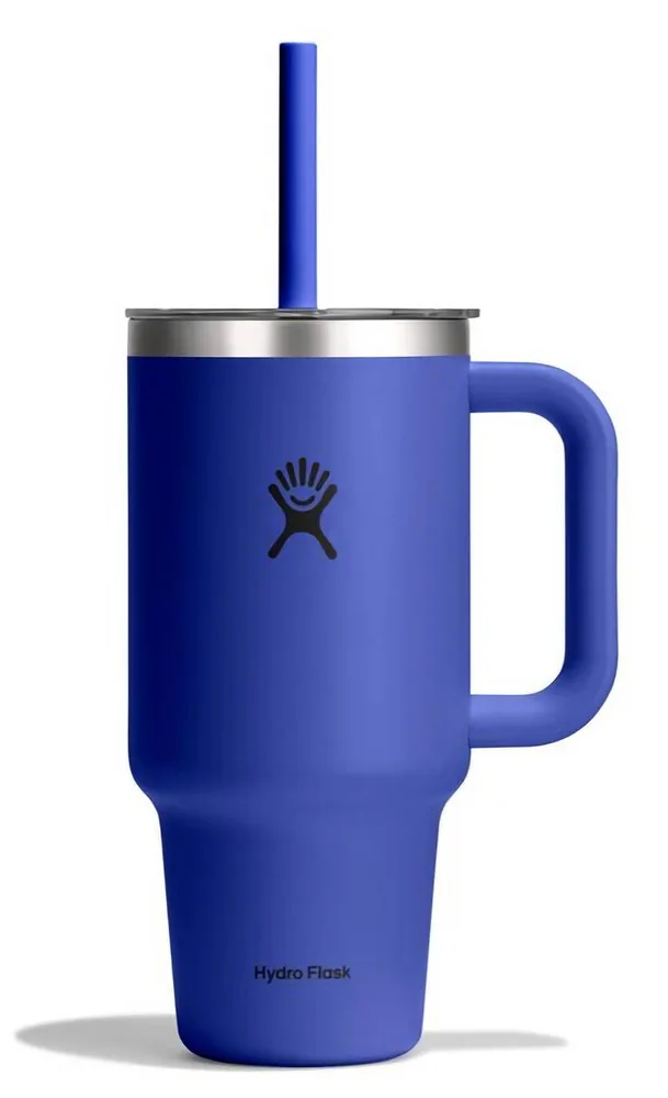 Термокружка с трубочкой и ручкой Hydro Flask All Around Travel Tumbler 32 oz (0,946 л), сталь 18/8, синяя Capri Blue