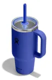 Термокружка с трубочкой и ручкой Hydro Flask All Around Travel Tumbler 32 oz (0,946 л), сталь 18/8, синяя Capri Blue — фото 2