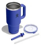 Термокружка с трубочкой и ручкой Hydro Flask All Around Travel Tumbler 32 oz (0,946 л), сталь 18/8, синяя Capri Blue — фото 3