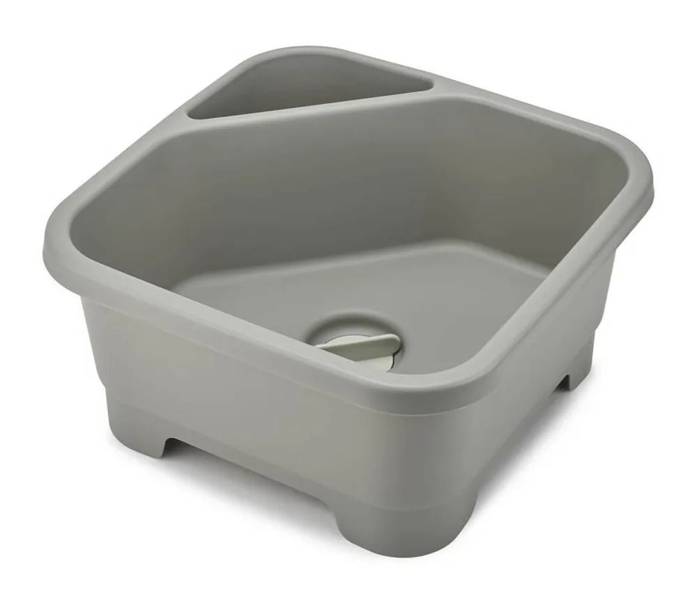 Таз для мытья посуды Joseph Joseph Duo с пробкой и отсеком для губки, 34 x 34 x 17 см, серый