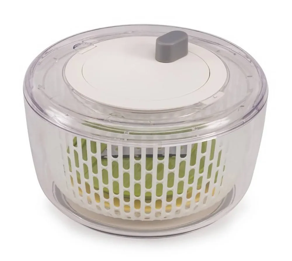 Сушилка для салата Joseph Joseph Duo 3 в 1, с тёркой и слайсером, 24 x 14,5 см, прозрачная с зелёным и жёлтым