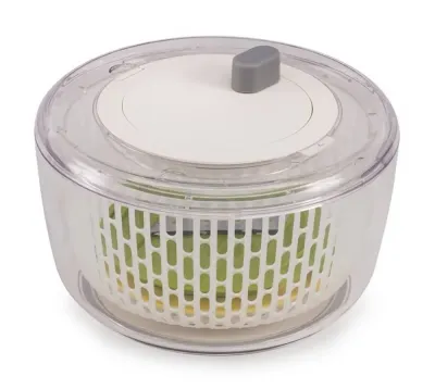 Сушилка для салата Joseph Joseph Duo 3 в 1, с тёркой и слайсером, 24 x 14,5 см, прозрачная с зелёным и жёлтым