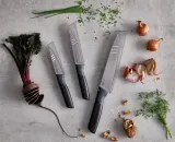 Набор кухонных ножей Joseph Joseph Duo, 3 шт: для фруктов, зубчатый, поварской, с чехлами, чёрный — фото 2