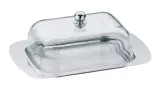 Маслёнка Kela Baldo 18,5 x 12,5 x 5,5 см, нержавеющая сталь и прозрачная крышка, серебристая — фото 1