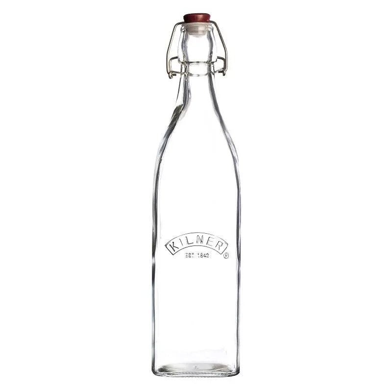Бутылка стеклянная Kilner Clip Top Bottles 1 л, с бугельной пробкой, прозрачная
