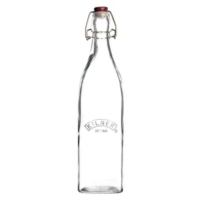 Бутылка стеклянная Kilner Clip Top Bottles 1 л, с бугельной пробкой, прозрачная
