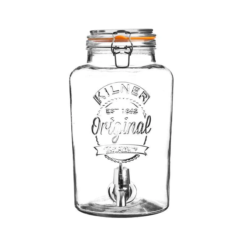 Диспенсер для напитков Kilner Original 8 л стеклянный с краном и крышкой на клипсах, прозрачный