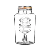 Диспенсер для напитков Kilner Original 8 л стеклянный с краном и крышкой на клипсах, прозрачный — фото 1