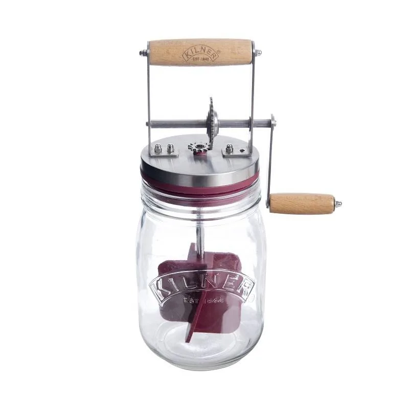 Ручная маслобойка Kilner со стеклянной банкой 1 л и рукояткой, стекло и сталь