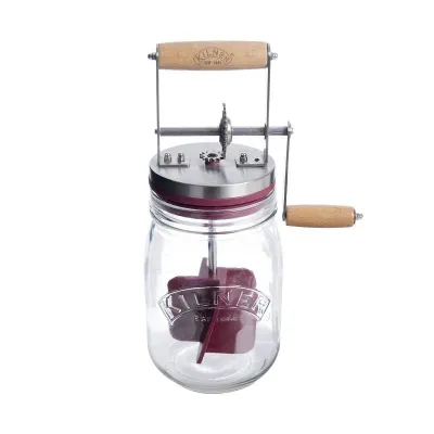 Ручная маслобойка Kilner со стеклянной банкой 1 л и рукояткой, стекло и сталь