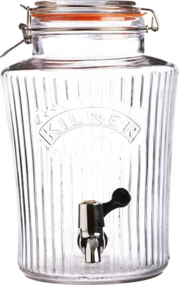 Диспенсер для напитков Kilner Retro 5 л стеклянный с краном и рифлёными стенками, прозрачный