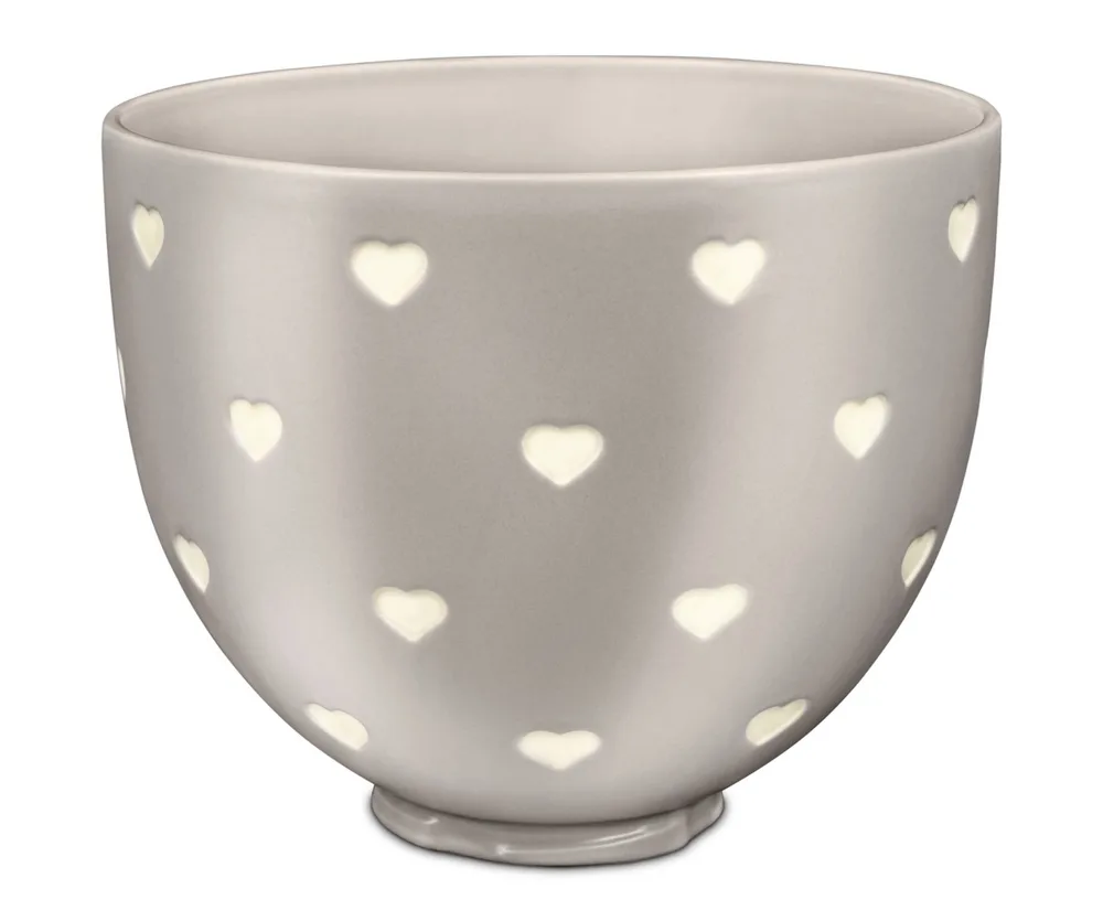Керамическая чаша для миксера KitchenAid 4,7 л Beige Layered Hearts для Artisan 5 и Classic, бежевая