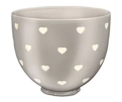 Керамическая чаша для миксера KitchenAid 4,7 л Beige Layered Hearts для Artisan 5 и Classic, бежевая