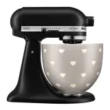 Керамическая чаша для миксера KitchenAid 4,7 л Beige Layered Hearts для Artisan 5 и Classic, бежевая — фото 2
