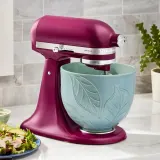 Чаша керамическая для миксера KitchenAid Spring Leaves 4,7 л сине-зелёная — фото 3