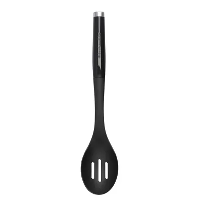 Кухонная ложка с отверстиями KitchenAid Classic Onyx Black 34 x 7 см, пластик, чёрная