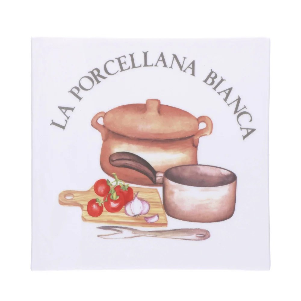 Подставка квадратная фарфоровая La Porcellana Bianca Conserva 18 x 18 см, белая, винтажный стиль
