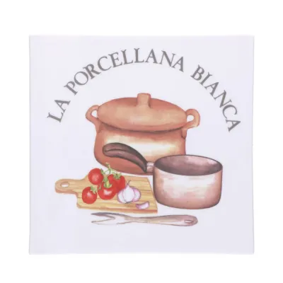 Подставка квадратная фарфоровая La Porcellana Bianca Conserva 18 x 18 см, белая, винтажный стиль