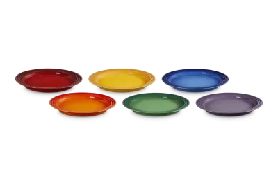 Тарелки большие Le Creuset Rainbow 27.3 см, набор 6 шт, каменная керамика, разноцветные