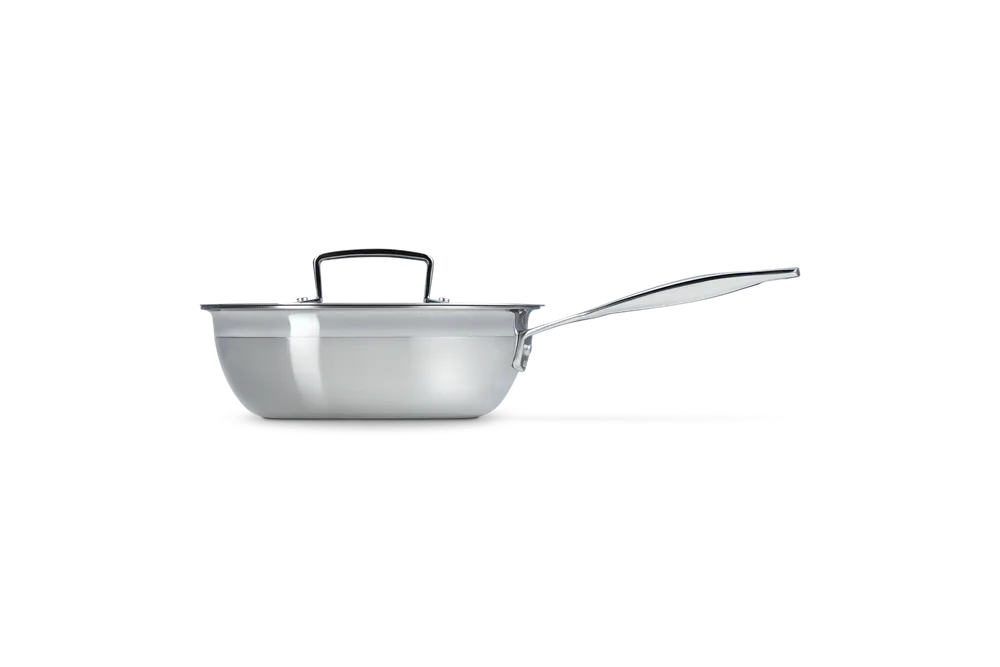 Сковорода-сотэ Le Creuset 3-ply с крышкой 20 см, 1,9 л, нержавеющая сталь, для индукционных плит, серебристая