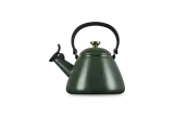 Зелёный чайник Le Creuset Kone 1,6 л Forêt, эмалированная сталь, свисток, складная ручка — фото 1